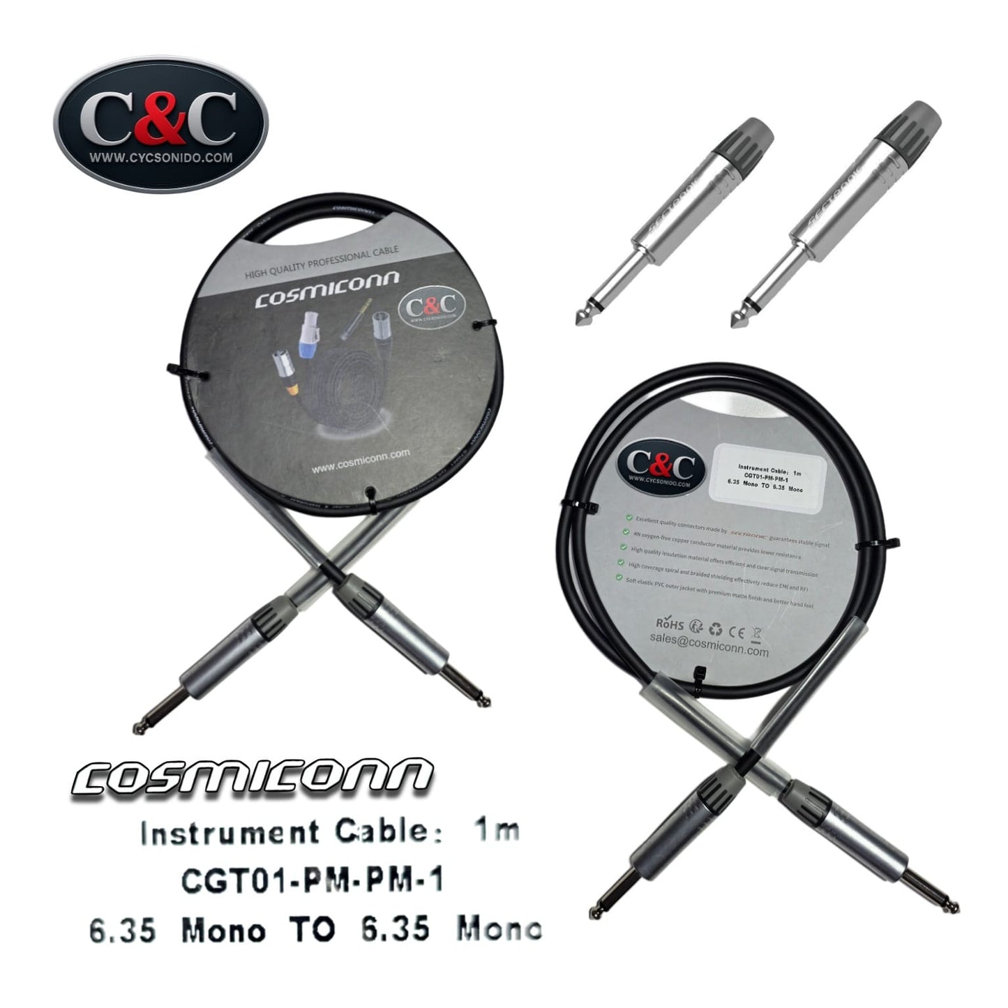 COSMICONN CGT01-PM-PM-1 CABLE PARA INSTRUMENTO DE 1 METRO PLUG X PLUG