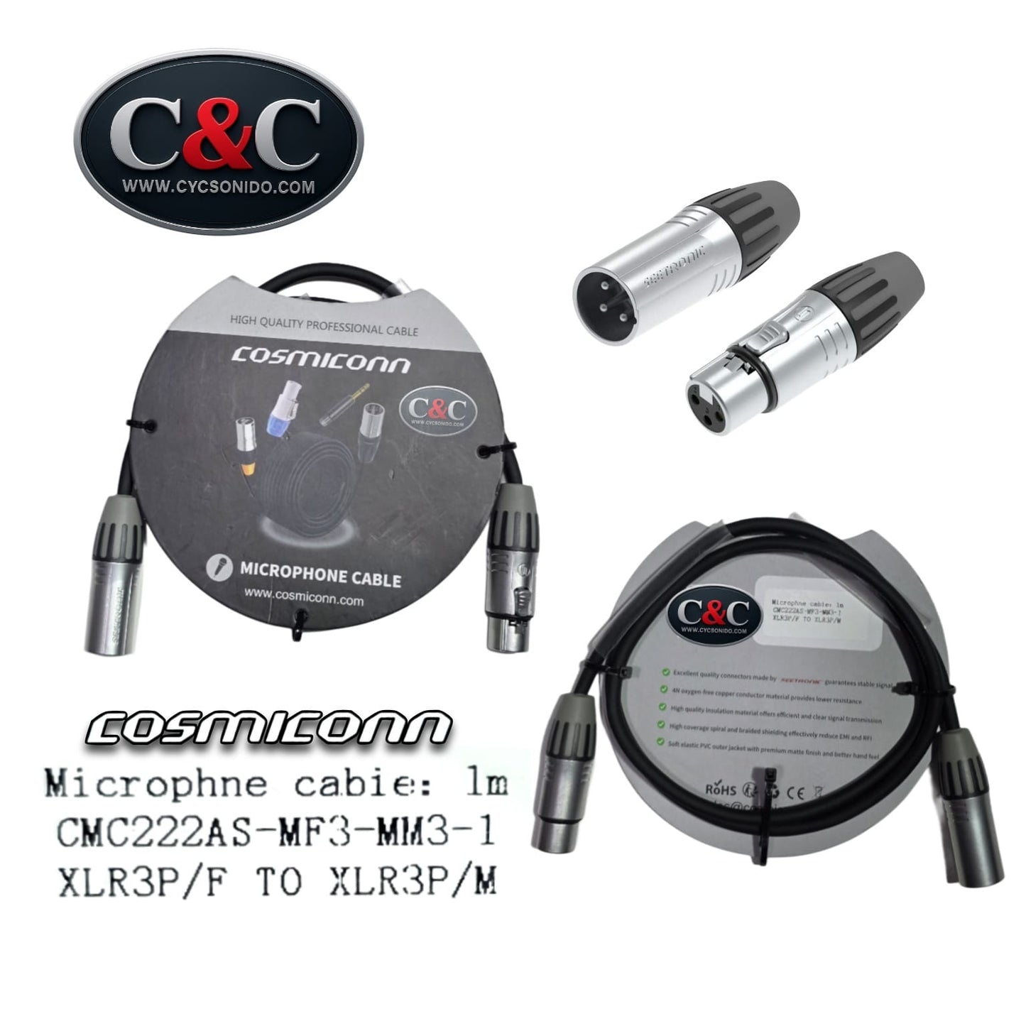 COSMICONN CMC222AS-MF3-MM3-1 EXTENSION XLR DE 1 METRO