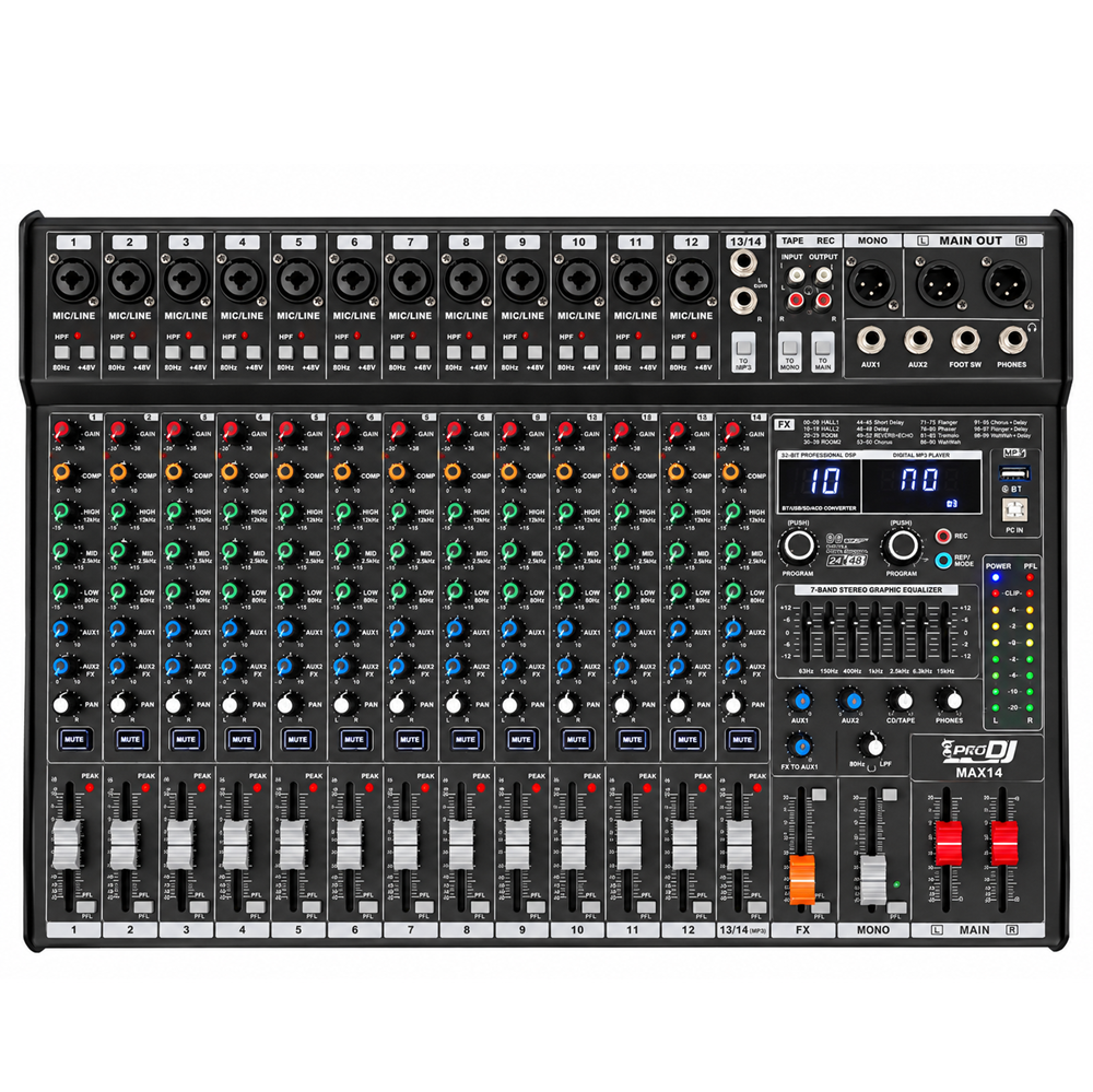 PRO DJ MAX14 CONSOLA ANALOGA DE 14 CANALES
