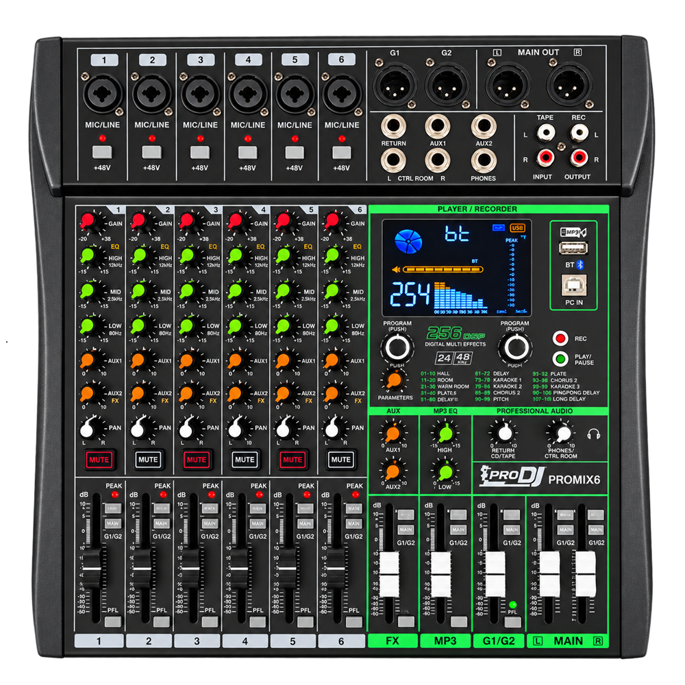 PRO DJ PROMIX 6 CONSOLA ANALOGA DE 6 CANALES