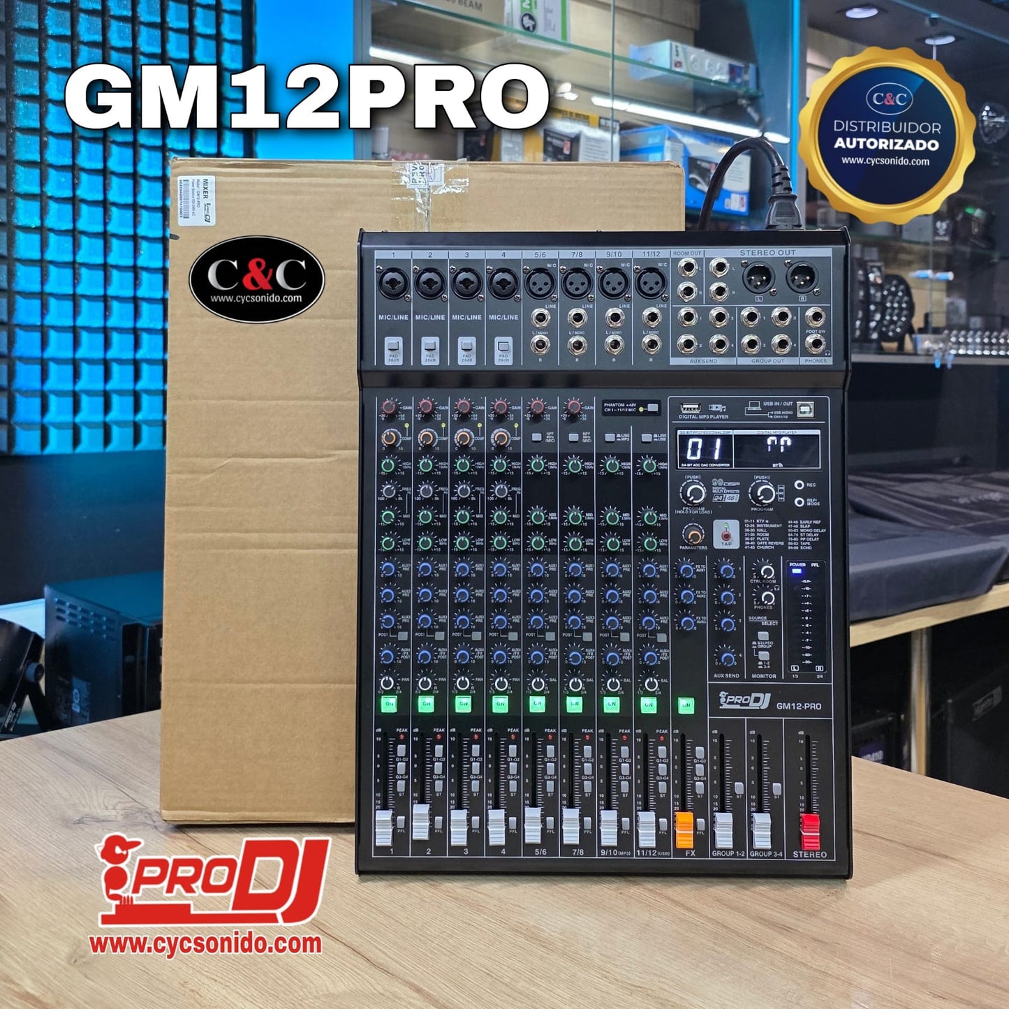 PRO DJ GM12-PRO CONSOLA DE 12 CANALES CON INTERFAZ