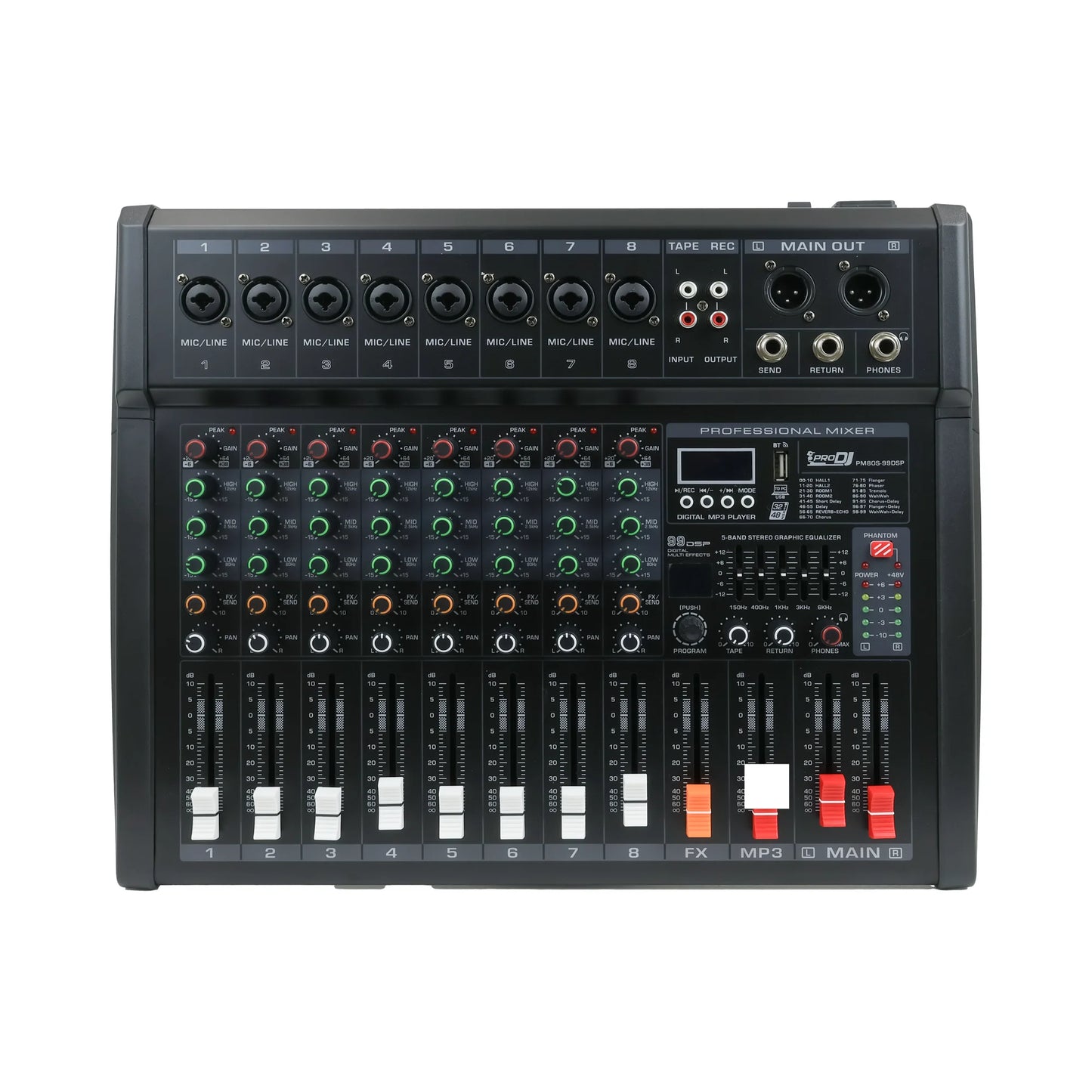 PRO DJ PM80S-99DSP CONSOLA DE 8 CANALES