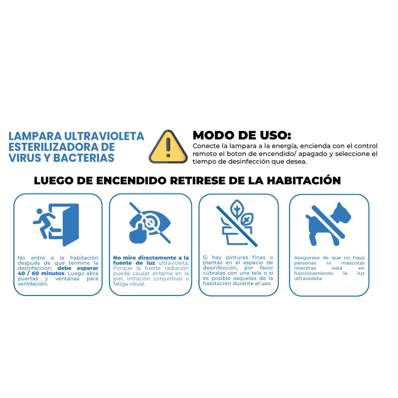Lampara ultravioleta esterilizadora de virus y bacterias UVL3