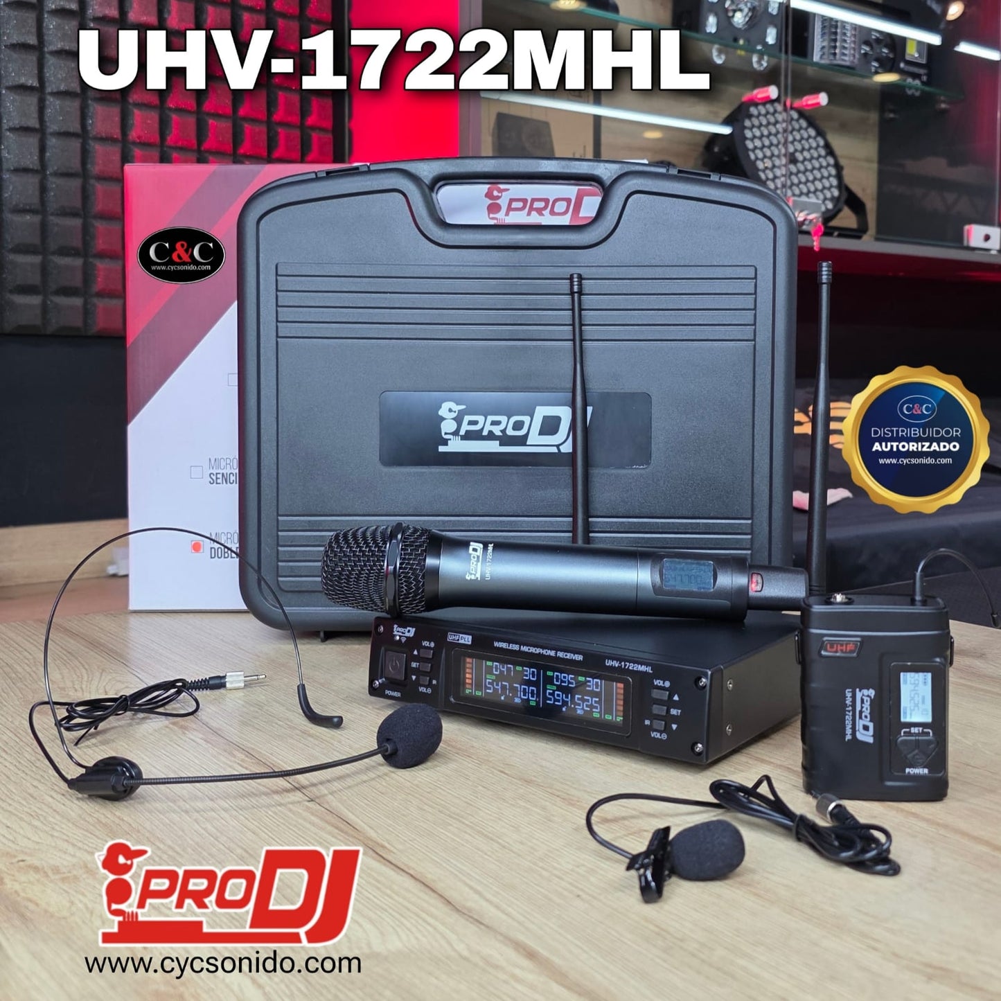 PRO DJ UHV1722MHL MICROFONO INALAMBRICO MANO-DIADEMA