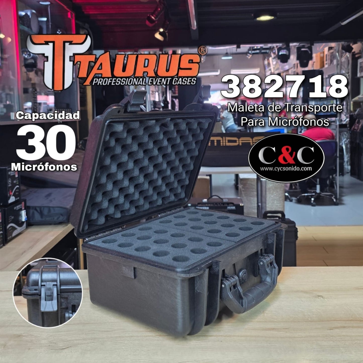 TAURUS 382718  MALETA DE TRANSPORTE PARA 30 MICROFONOS