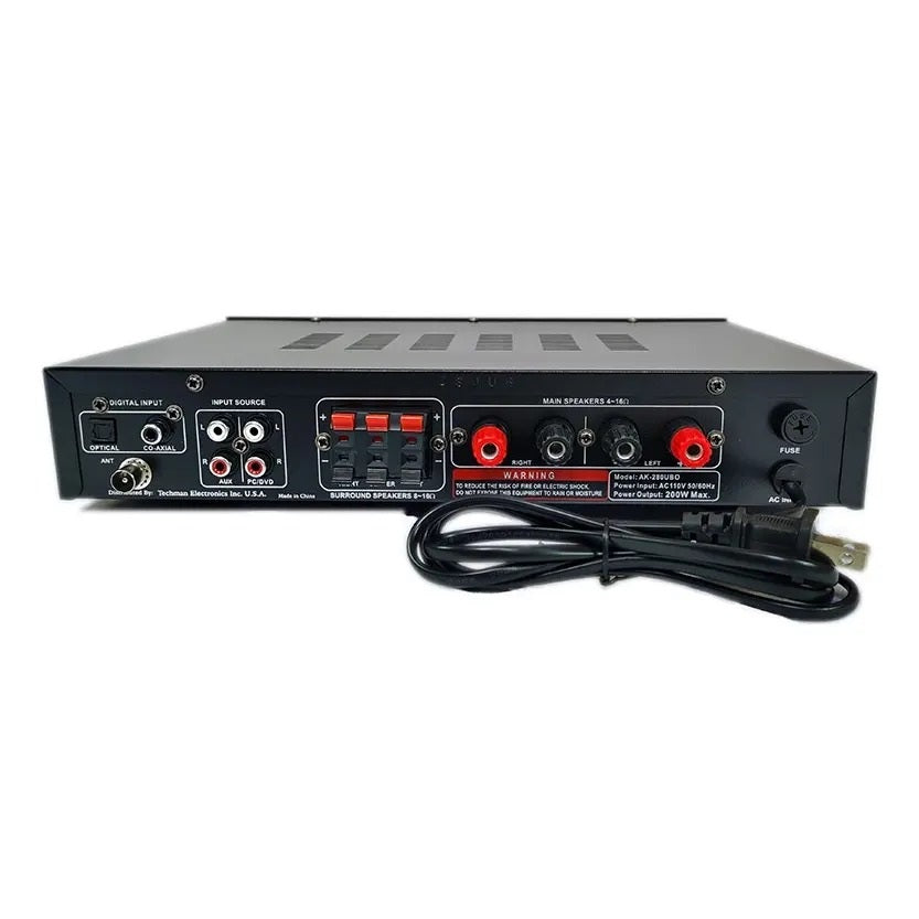 AMERICAN SOUND AK280UBO Amplificador 5-CH con Sistema Digital y BT-USB-SD-FM-Carpeta-Grabación / Óptico Digital