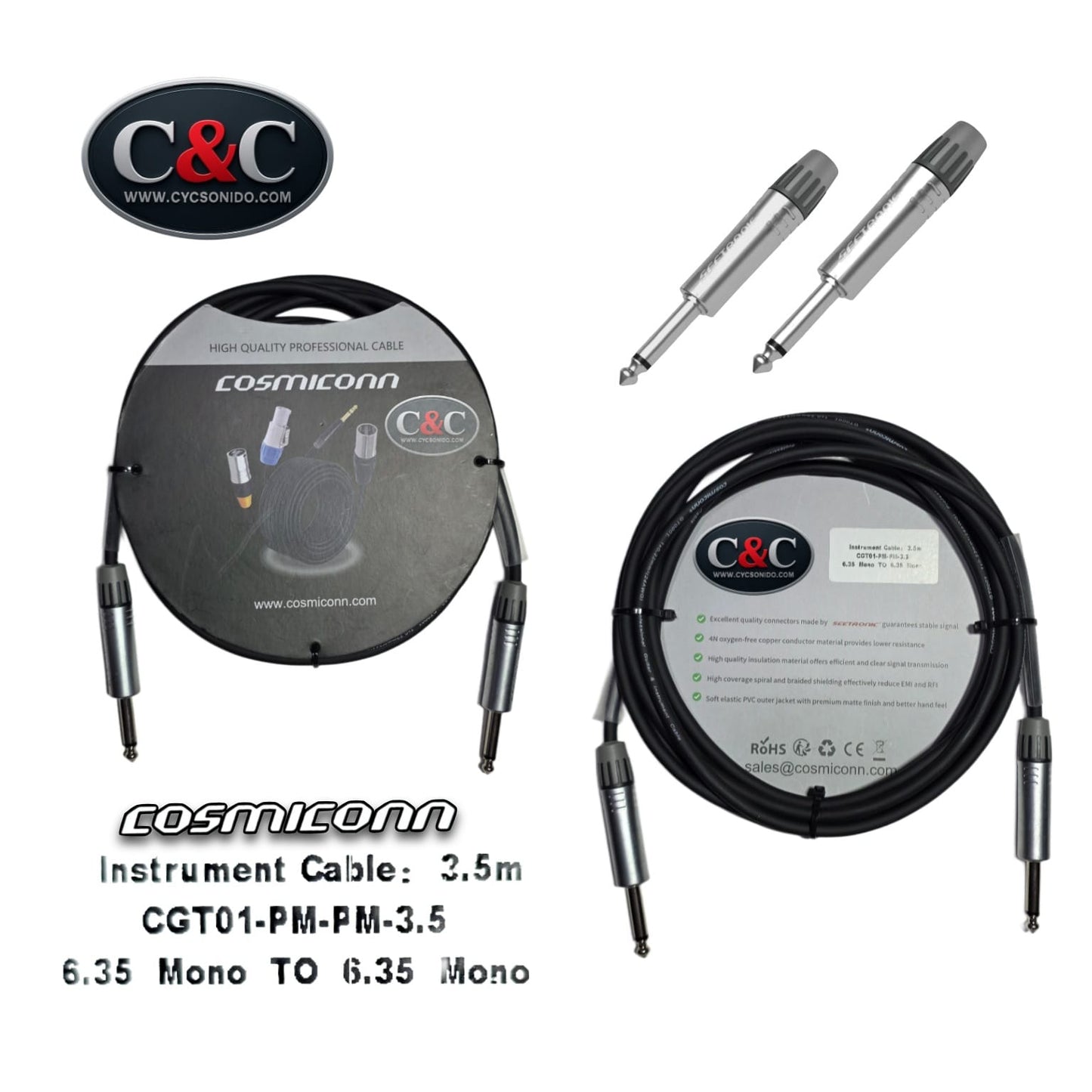 COSMICONN CGT01-PM-PM-3.5 CABLE PARA INSTRUMENTO DE 3.5M METRO PLUG X PLUG CGT01PM1