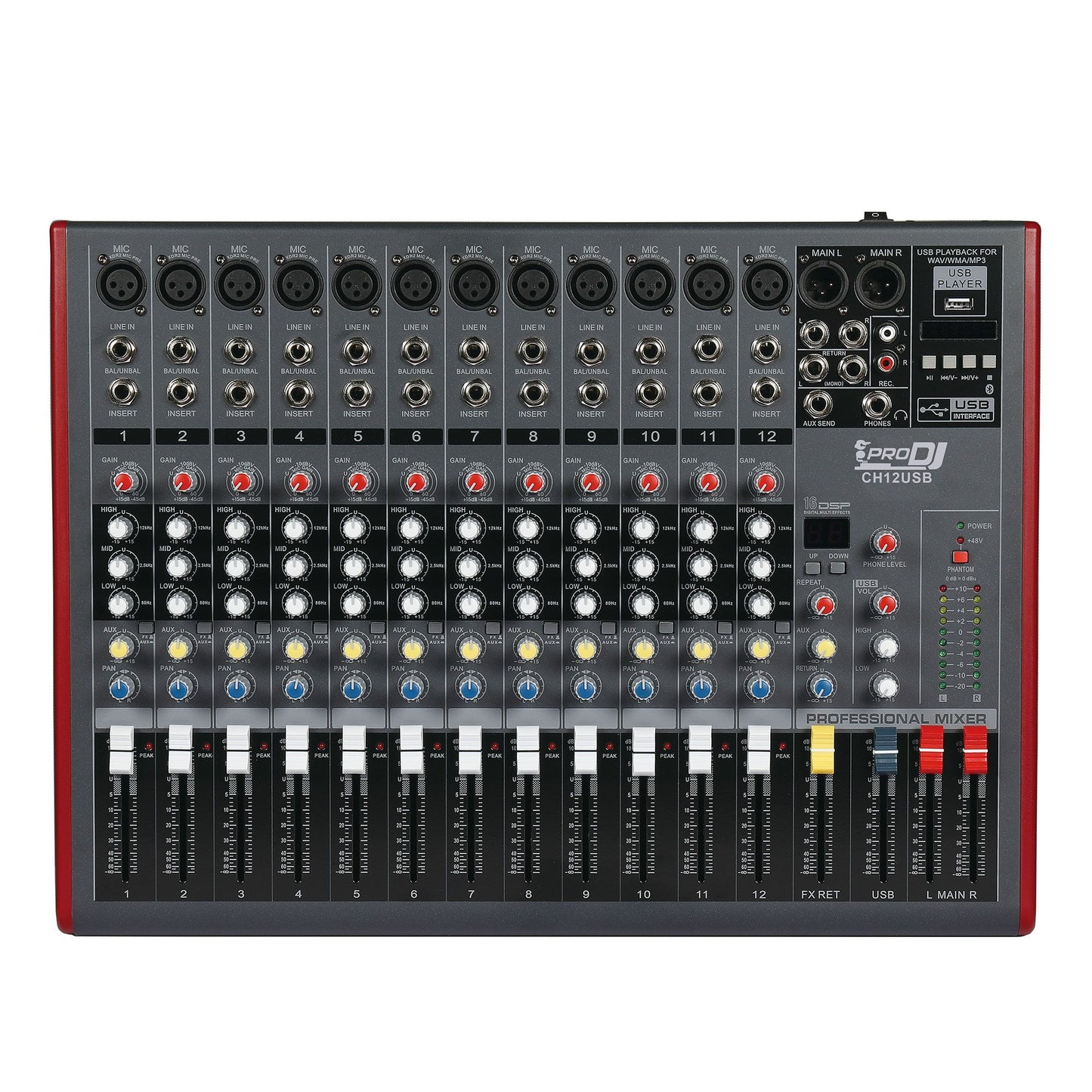 PRO DJ CH12USB CONSOLA ANALOGA DE 12 CANALES