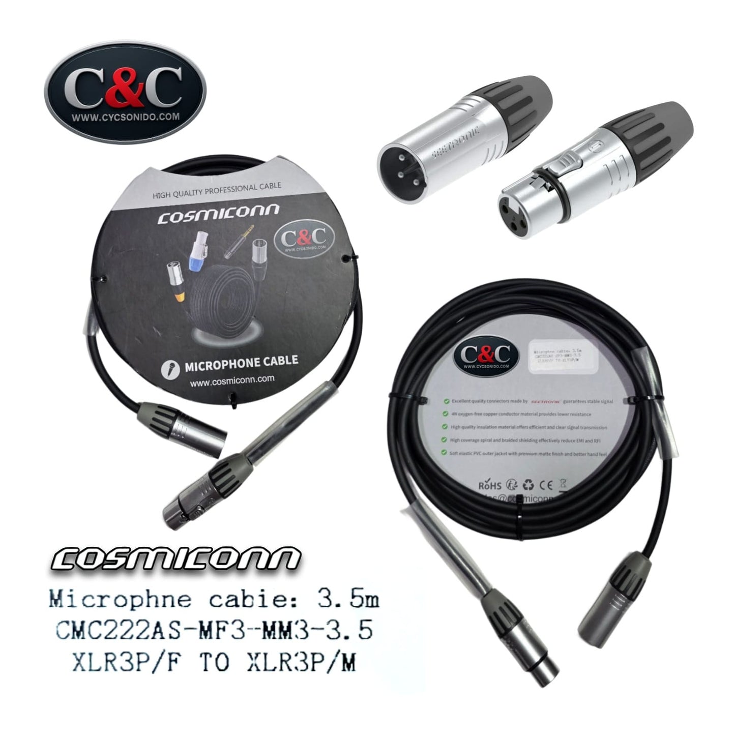 COSMICONN CMC222AS-MF3-MM3-3.5 EXTENSION XLR DE 3.5 METROS