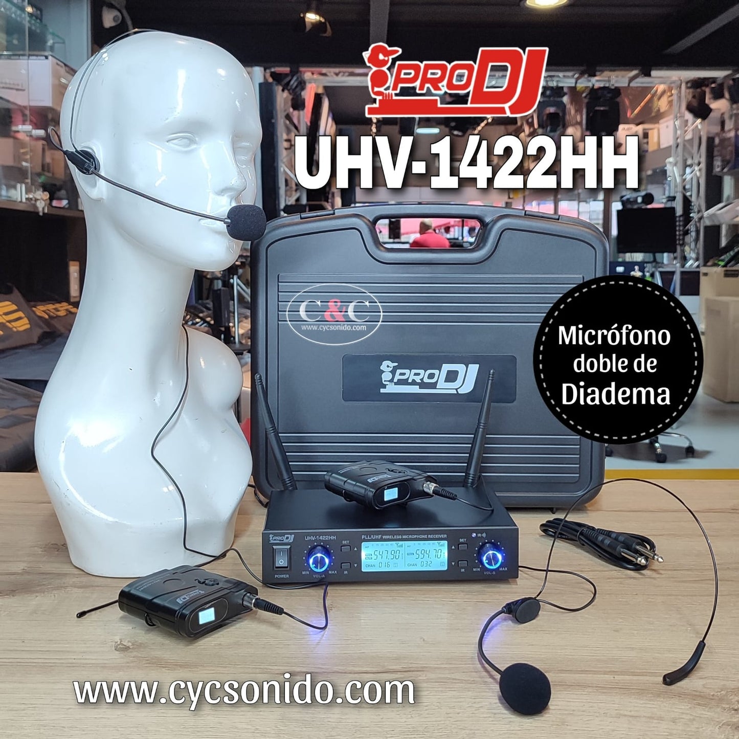 PRODJ UHV1422HH MICROFONO INALAMBRICO DOBLE DIADEMA
