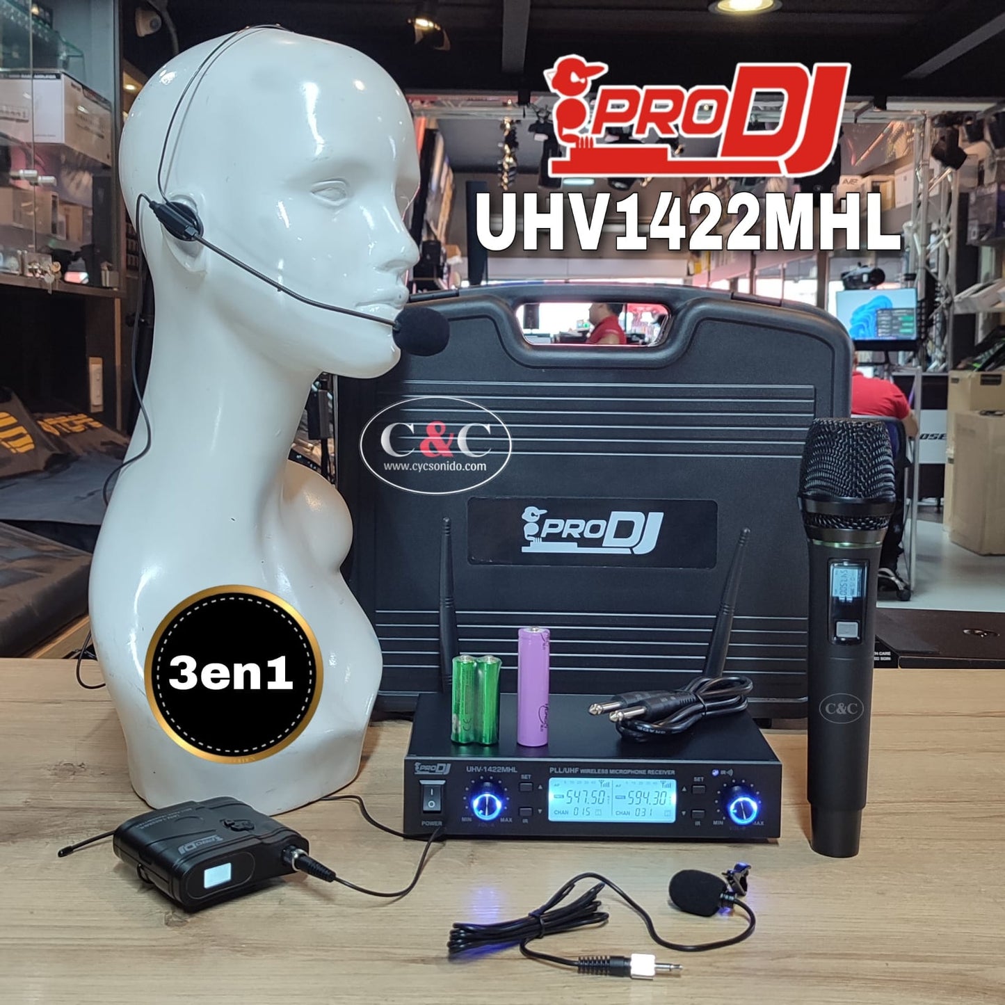 PRODJ UHV1422MHL MICROFONO DE MANO Y DIADEMA INALAMBRICO
