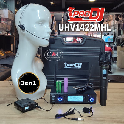 PRODJ UHV1422MHL MICROFONO DE MANO Y DIADEMA INALAMBRICO