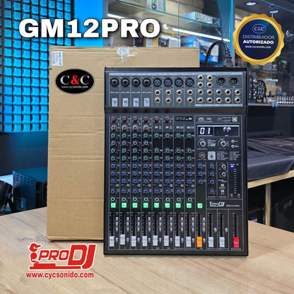 PRO DJ GM12-PRO CONSOLA DE 12 CANALES CON INTERFAZ