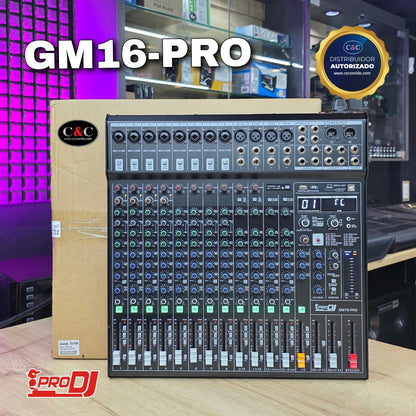 PRO DJ GM16-PRO CONSOLA DE 16 CANALES CON INTERFAZ