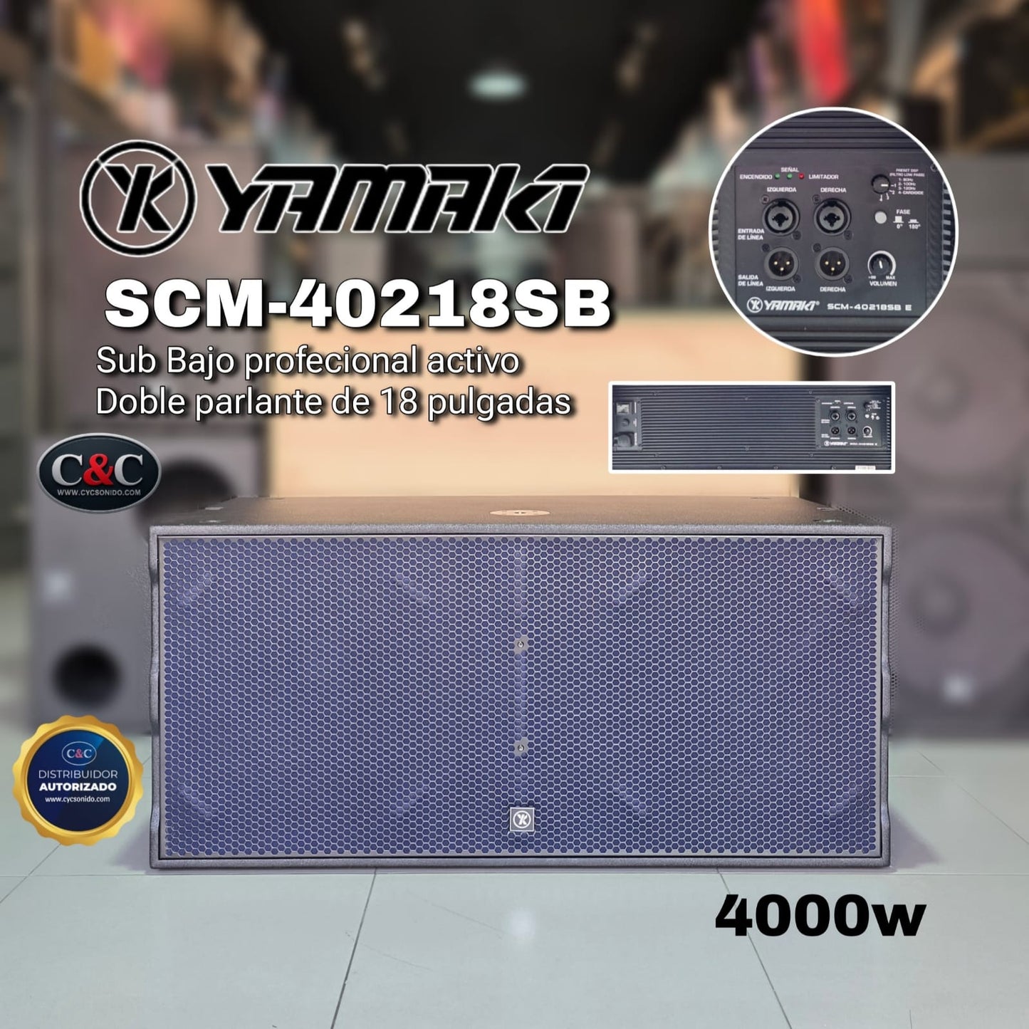 YAMAKI SCM40218SB BAJO ACTIVO DOBLE DE 18 PULGADAS