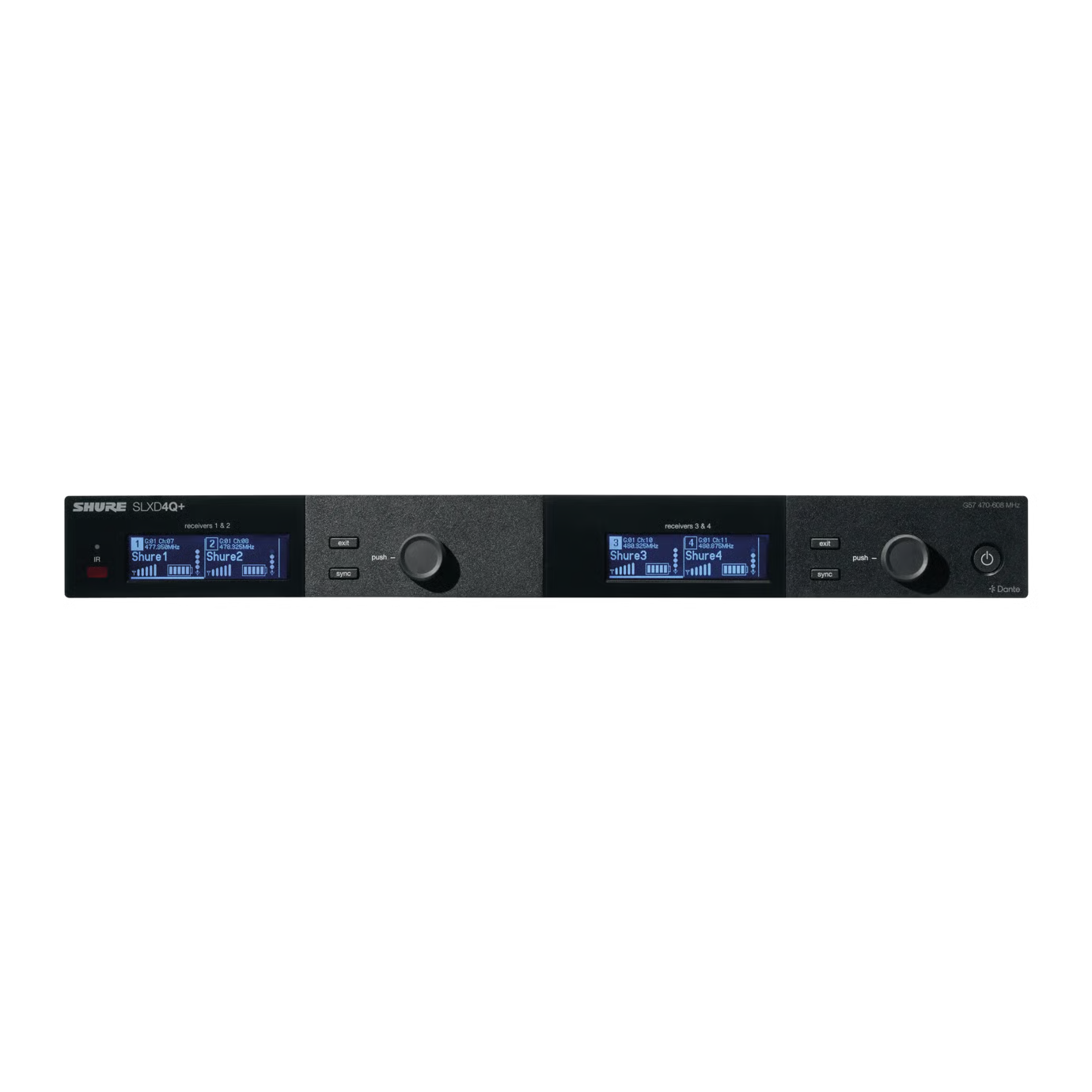 SHURE SLXD4QDAN+=-57 RECEPTOR DE 4 CANALES CON AUDIO DANTE