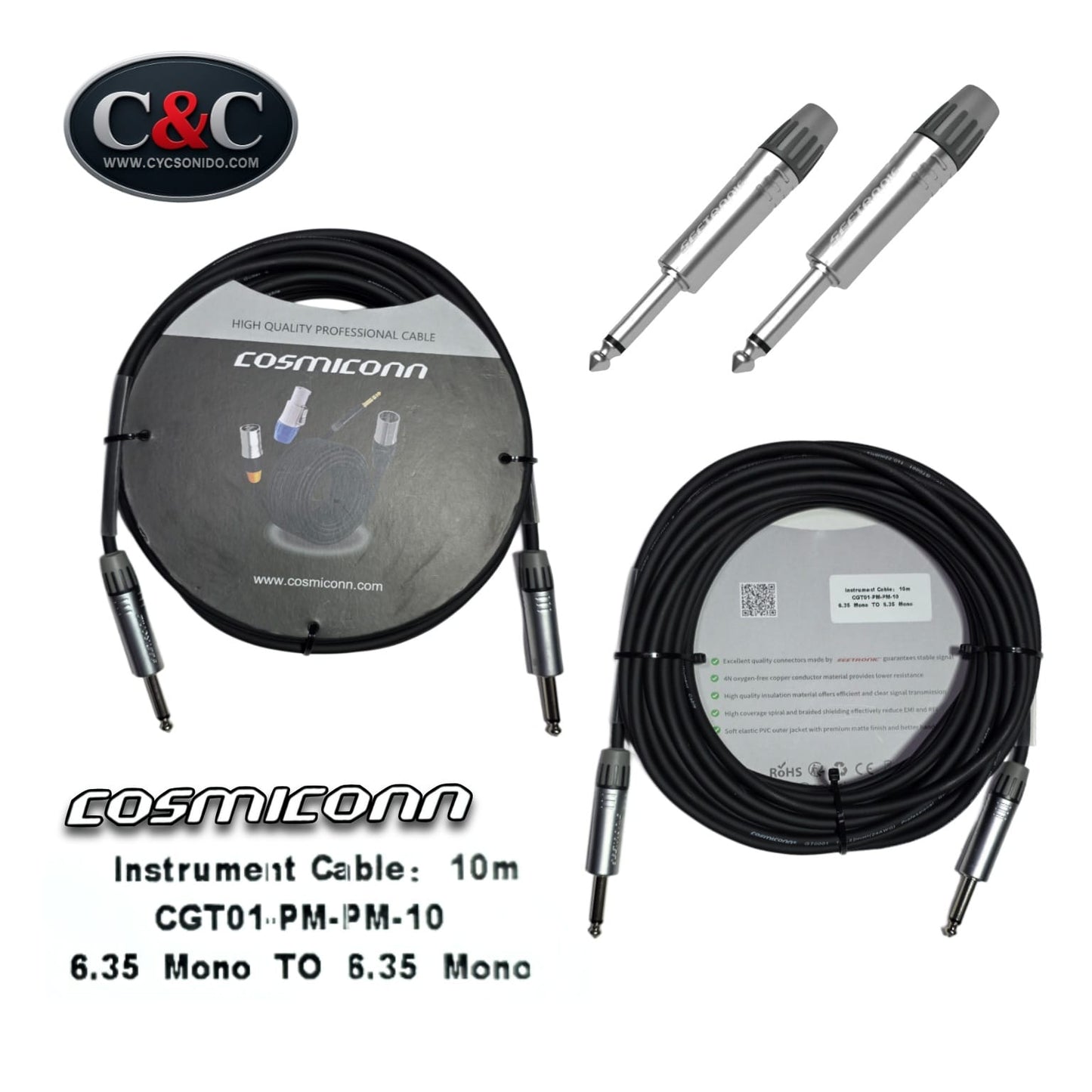 COSMICONN CGT01-PM-PM-10 CABLE PARA INSTRUMENTO DE 10 METRO2 PLUG X PLUG