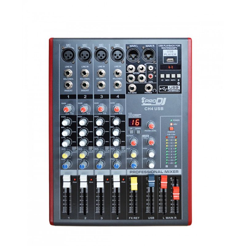 PRO DJ CH4USB CONSOLA ANALOGA DE 4 CANALES