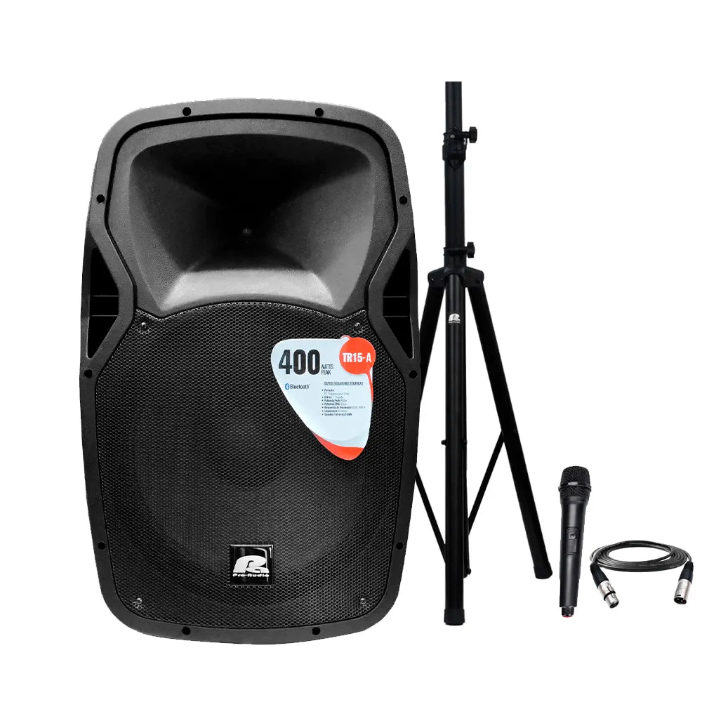 PRO AUDIO COMBO FIESTA CABINA DE 15''-TRIPODE-MICROFONO