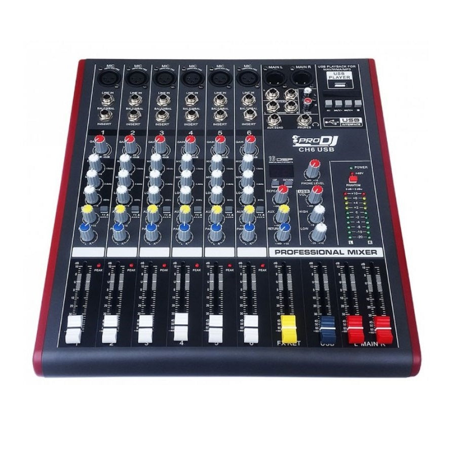 PRODJ CH6USB CONSOLA ANALOGA 6 CANALES