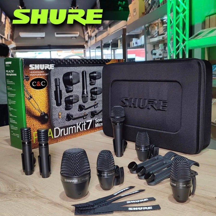 SHURE PGADRUMKIT7 KIT DE BATERIA DE 7 MICROFONOS – c&celectronica