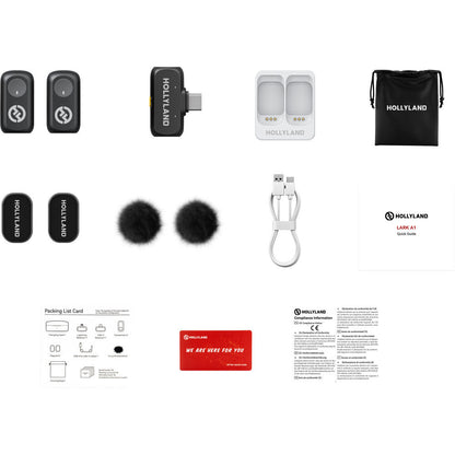 HOLLYLAND A1 MINI DUO USB- C MICROFONOS INALAMBRICOS DE SOLAPA