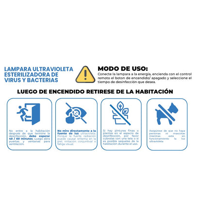 Lampara ultravioleta esterilizadora de virus y bacterias UVL3