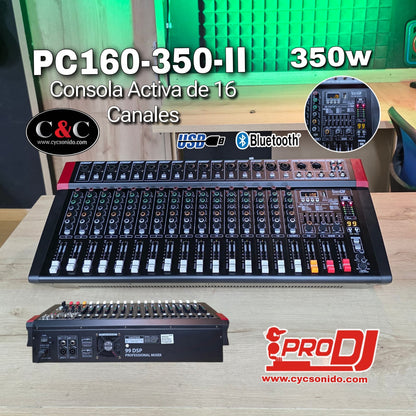 PRO DJ PC160-35O-II CONSOLA AMPLFICADA 350W 16 CANALES