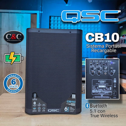 QSC CB10 SISTEMA DE ALTAVOZ COMPACTO DE 10'' BLUETOOTH ALIMENTADO POR BATERÍA