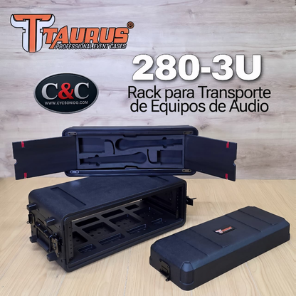 TAURUS 280-3U CASE RACK 3 CUERPOS 2 ESPACIOS PARA MICROFONOS