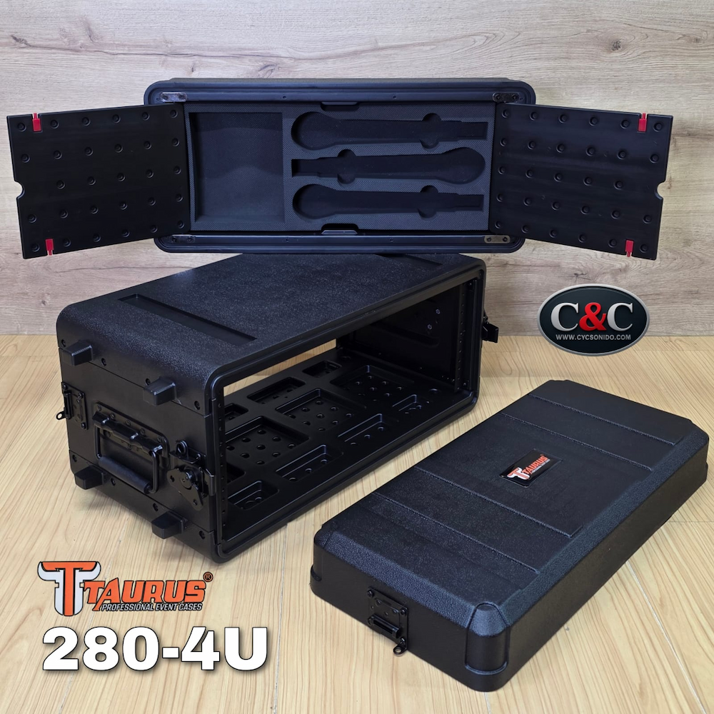 TAURUS 280-4U CASE RACK 4 CUERPOS 3 ESPACIOS PARA MICROFONOS