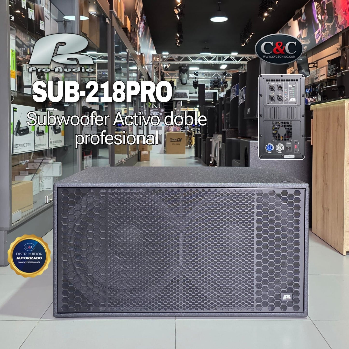 PA PRO AUDIO SUB218PRO BAJO ACTIVO DOBLE DE 18''